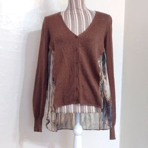 Subtle Luxury Vintage Cashmere Knit Blend Sweater Woven Silk Combo Size S/M
